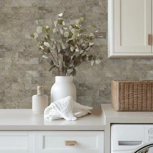 STICKGOO 10-Sheet Subway Tile Peel and Stick Backsplash, Rust Slate - color: Rust Slate