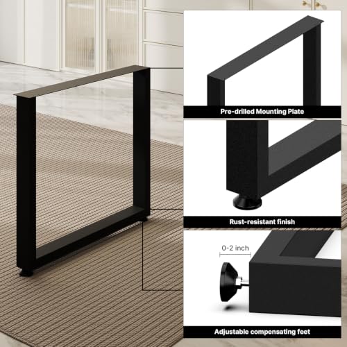 31"W×28"H Heavy Duty Metal Table Legs for Dining Tables, Rectangle, 2 Pack - size: 28"×31.5" Rectangle