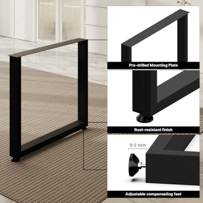 31"W×28"H Heavy Duty Metal Table Legs for Dining Tables, Rectangle, 2 Pack - size: 28"×31.5" Rectangle
