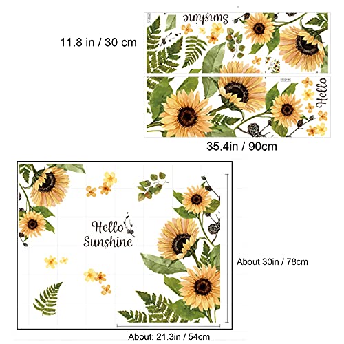 Sunflower Wall Stickers, 3D Yellow Flower Wall Decals, Easy Peel and Stick Wallpaper, DIY Removable Wall Art Mural for Bathroom, Bedroom, Nursery, TV Shower Door Home Decor - style: Sunflower