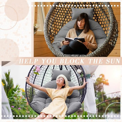 Tudomro Waterproof Egg Chair Cushion with Pillow Filling 2.58 kg Replacement Rocking Wicker Chair Cushion 48" x 32" High Back Hanging Swing Hammock Pad Thicken for Outdoor Patio Garden (Dark Gray) - color: Dark Gray
