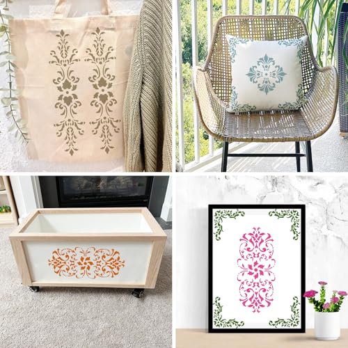 Corner Border Stencils for Crafts Mexican Flower Furniture Stencils - style: corner