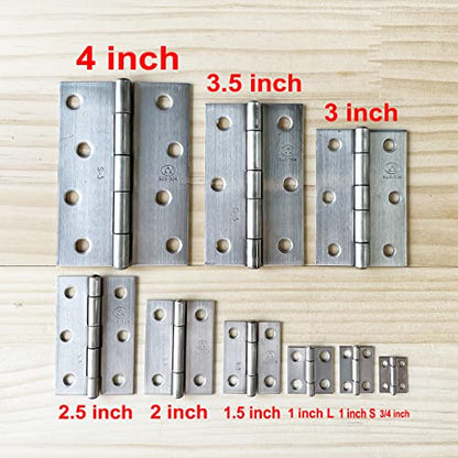 10pcs 304 Stainless Steel 1-inch Folding Butt Hinges Small Hinges Mini Door Hinges for Case Wooden Jewelry Box Lid Crafts (25mm x 18.5mm x 0.8mm) - size: 10pcs 1-inchS w Screws