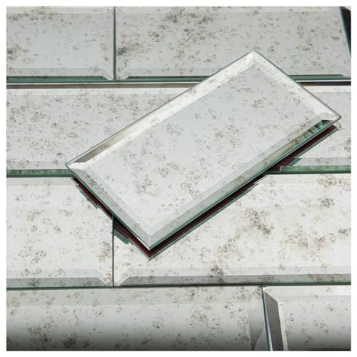 Lovdeco Peel and Stick Beveled Antique Mirror Tile Subway Mirror Glass Backsplash 3x6 Inch for Kitchen Bathroom Wall (40 Pcs, 5 SQ.FT.) - color: Light Antique, size: 3x6 Inch