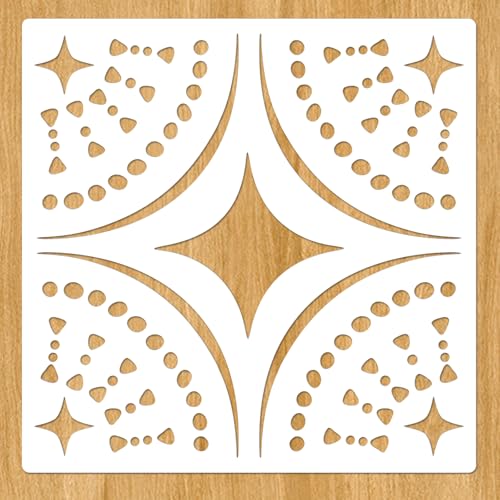 2-Pack 12" x 12" Boho Star Dot Stencils for Painting Floor, Tile, Patio