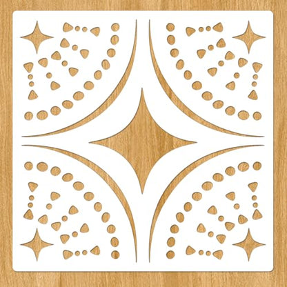 2-Pack 12" x 12" Boho Star Dot Stencils for Painting Floor, Tile, Patio
