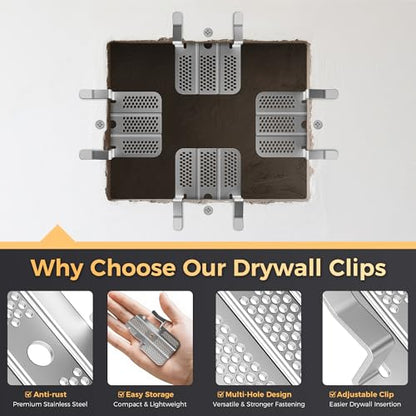 32 Pack Drywall Repair Clips,Easy Install Drywall Clip, Drywalls Patch Clip - color: Silver-32