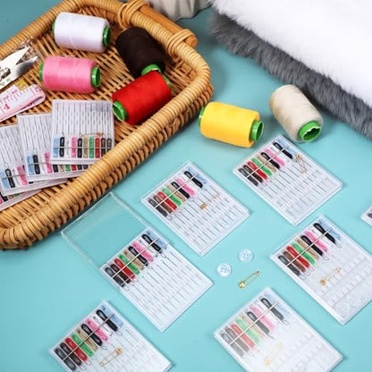 MTLEE 14 Boxes 140 Pieces Quick Fix Sewing Kit, Easy Pre Threaded Needle - color: Stylish Color