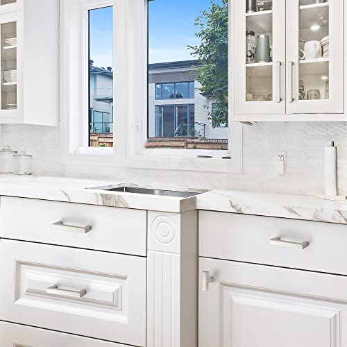 Brushed Nickel Cabinet Handles Drawer Pulls 3.75 Inch CC 10 Pack - color: Brushed Nickel Square, size: 3-3/4" Hole Center