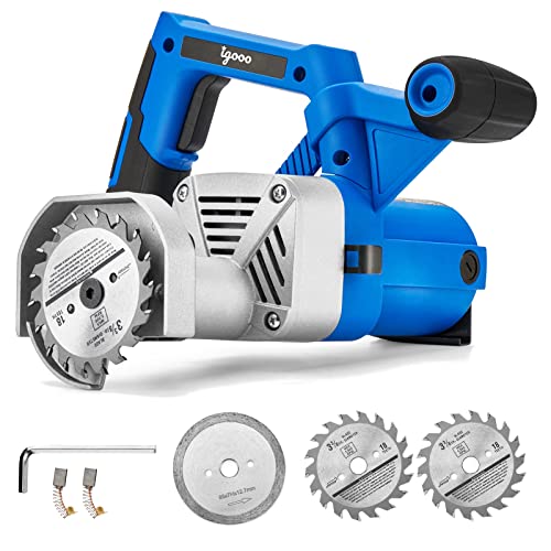 Toe Kick Saw EKS85, 3-3/8 in. Blades, 2 Alloy Blade for Woods, 1 Diamond Blade for Tiles and Stones, Flush Cutting, Special Circular Saw for Removing Subfloor or Tiles