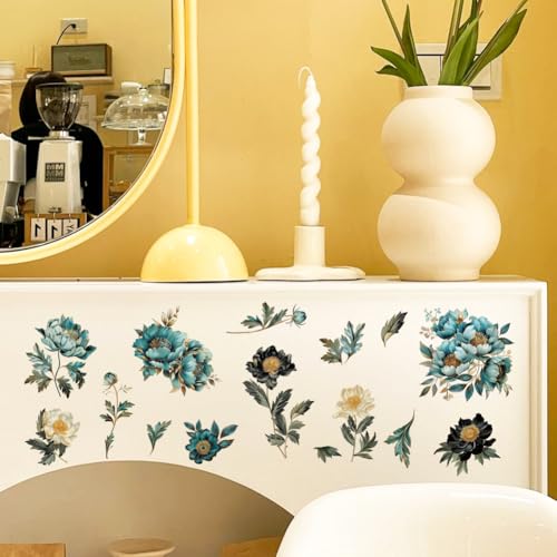 OLYCRAFT 3pcs/Set Rub on Transfers for Furniture and Crafts 6x12 inch Gilded Flowers Decor Transfer Stickers Peony Rub on Decals for Wood Furniture Scrapbooking Home Decorations