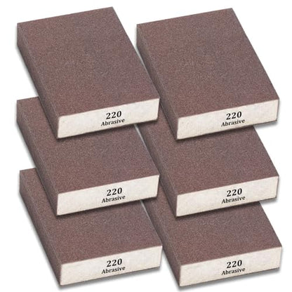 Tnisesm 6Pcs Sanding Blocks 220 Grits Sanding Sponge,for Drywall Wood Metal Washable & Reusable Sandpaper BlocksWashable and Reusable - size: 220 Grit