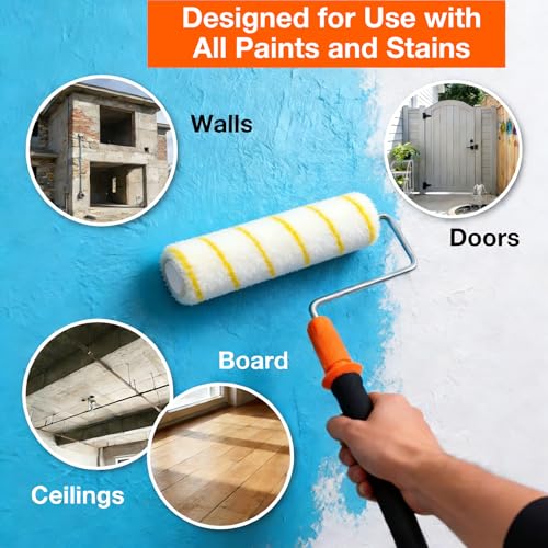 Paint Roller Kit 11 PCS, 9" Extendable Roller Frame (3 ft)