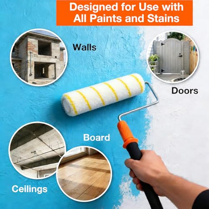 Paint Roller Kit 11 PCS, 9" Extendable Roller Frame (3 ft)