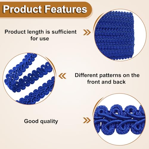 Gimp Braid Trim, Navy Blue, 1/2 Inch, 14 Yards - color: Blue
