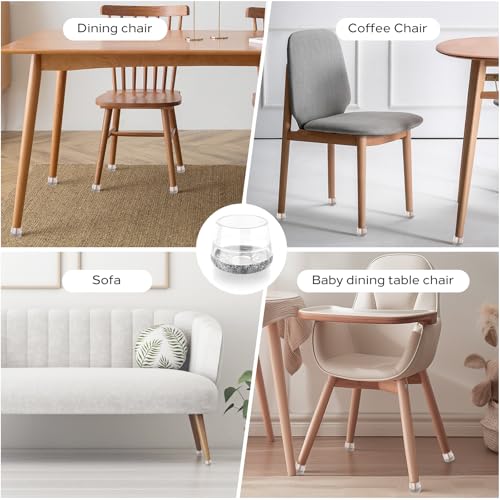 24 PCS Silicone Chair Leg Floor Protectors Extra Small(0.6"-0.8") Rubber Felt Furniture Pads Chair Legs Caps/Covers for Hardwood Floors, Tile from Scratches & Reduce Noise - Round, Grey - size: Extra Small(0.6"-0.8")