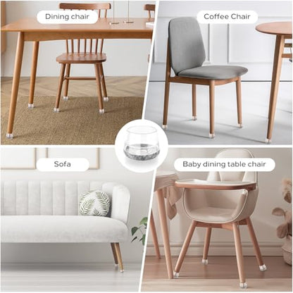 24 PCS Silicone Chair Leg Floor Protectors Extra Small(0.6"-0.8") Rubber Felt Furniture Pads Chair Legs Caps/Covers for Hardwood Floors, Tile from Scratches & Reduce Noise - Round, Grey - size: Extra Small(0.6"-0.8")