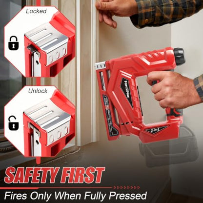 3-in-1 Brad Nailer/Narrow Crown Stapler for Milwaukee M18 Battery - color: Red