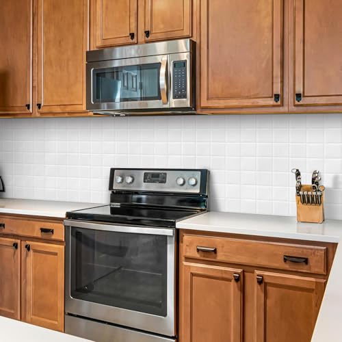 DEWOO White Peel and Stick Backsplash Self Adhesive Wall Tiles 10-Sheet - color: Plain White