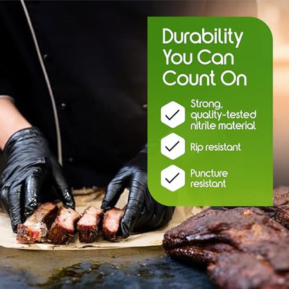 Inspire Black Nitrile Gloves HEAVY DUTY 6 Mil Nitrile Chemical Resistant Medical Cooking Cleaning Disposable Black Gloves - size: Medium, style: Black 6mil Case of 1000