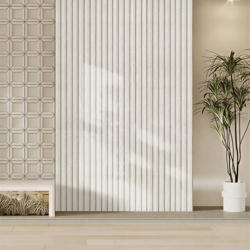 118" x 15.8" Peel and Stick PVC Faux Wood Slat Wall Panels - color: Beige