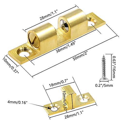 Jiozermi 12Pcs 2"/50mm Double Ball Tension Roller Catch Latch - color: Gold, size: 2"/ 50mm, 12 Pcs
