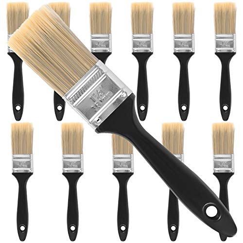 12 Ea 1.5 Inch Paint Brushes, Home Wall Trim House Paintbrush Bulk with Plastic Handle, Cheap Paint Brushes for Wall Trim - size: 1.5 inches