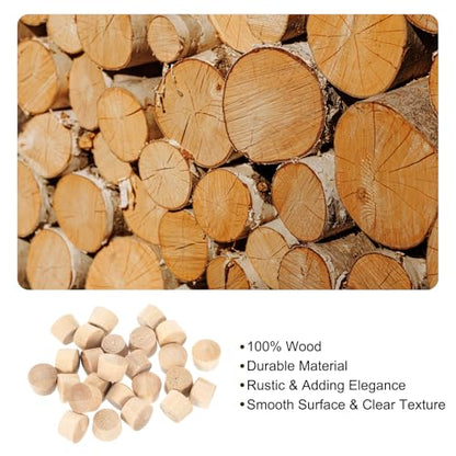 uxcell 56Pcs Wood Button Plugs, 9.5mm/0.37" Flat Head Hardwood Screw Hole Plug Wooden Caps Buttons Wood Plug for Furniture Woodworking Craft Decor (11mm x 9.5mm) - size: 11x9.5x8mm