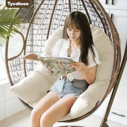 Egg Chair Cushion Replacement, Waterproof Outdoor Hanging Egg Chair Cushion Hammock Swing Chairs Cushions Pads, U-Shaped Thickened Cushions for Hanging Eggs Chairs, 47x33x7 Inches (Cream) - color: Cream