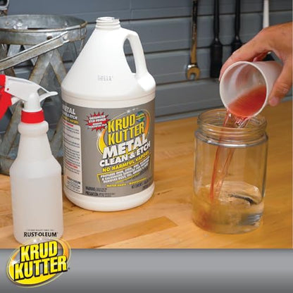 Krud Kutter Metal Clean and Etch, 1 Gallon, Prepaint Surface Prep for Metal, Removes Rust, Dirt and Residue, Helps Improve Coating Adhesion, Low Odor Formula for Steel.