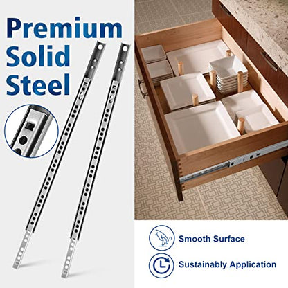 13.5 Inch Ball Bearing Drawer Slides - 2 Fold Metal Drawer Tracks - 4pcs - size: 13.5 Inch