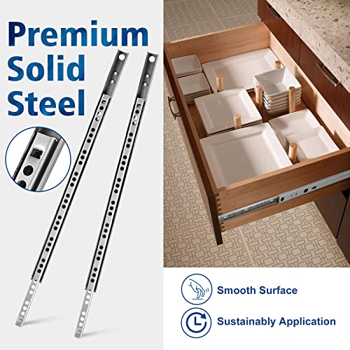 13.5 Inch Ball Bearing Drawer Slides - 2 Fold Metal Drawer Tracks - 2pcs - size: 13.5 Inch