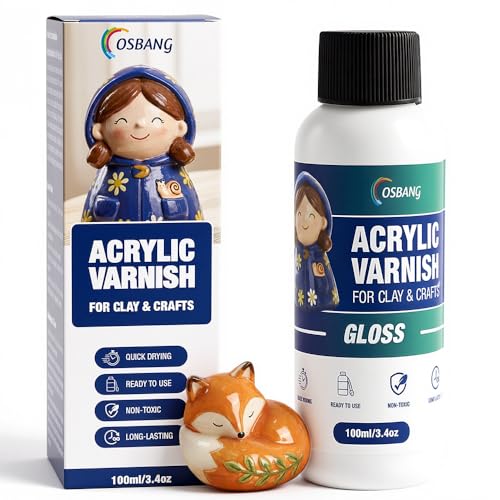 OSBANG 100ML Air Dry Clay Glaze, High Gloss Air Dry Clay Varnish, Protects Clay from Cracking - size: 100 ml
