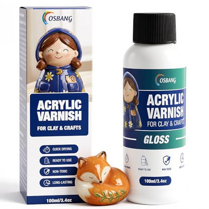 OSBANG 100ML Air Dry Clay Glaze, High Gloss Air Dry Clay Varnish, Protects Clay from Cracking - size: 100 ml