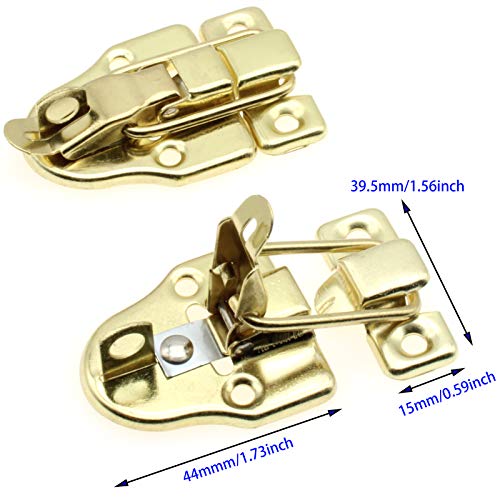 Retro Style Duckbilled Toggle Hasp Latch,LBTODH 2 pcs Antique Toggle Hasp Latch with Padlock Hole for Jewelry Box Cabinet Toolbox Suitcase,with Mounting Screws(Gold) - color: Gold