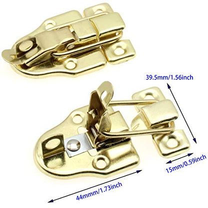 Retro Style Duckbilled Toggle Hasp Latch,LBTODH 2 pcs Antique Toggle Hasp Latch with Padlock Hole for Jewelry Box Cabinet Toolbox Suitcase,with Mounting Screws(Gold) - color: Gold