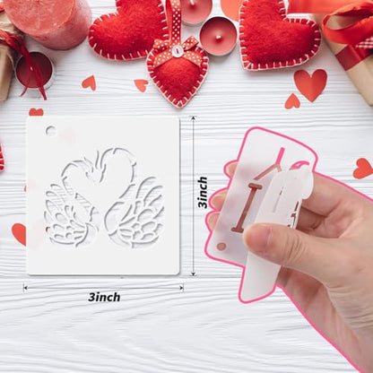 JULMELON 20 Pcs Valentines Day Stencils Reusable Template for Painting Art - style: Valentine's Day Stencils