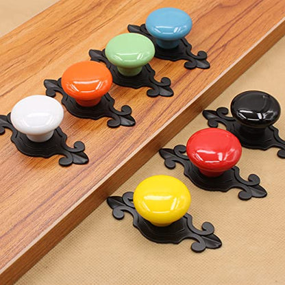 HUAMULAN Crystal Clear Cabinet Pull Knobs Black Zinc Alloy Backplate 10Pack - color: HRJ532-BlackWhite-10PACK