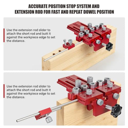 Dowel Jig Kit w/Position Stop & Clamp for Multi-Joint Straight Holes