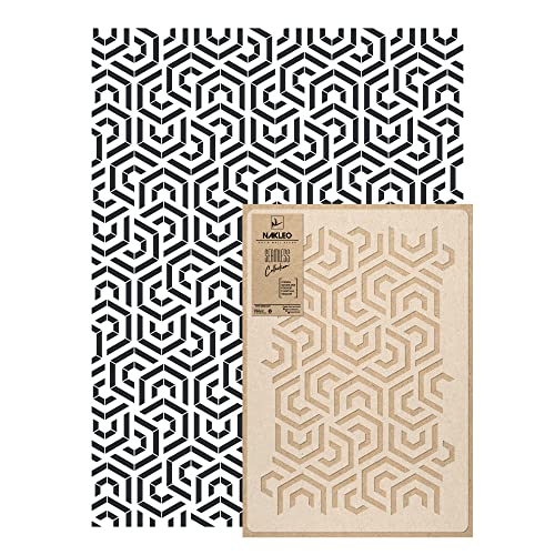 NAKLEO Wall Painting Stencil Large Size, 23,2”x37,4” Hexagon Swirl Reusable Plastic Template, Geometric Pattern Wallpaper, DIY Home Decor Craft Wood Floor Furniture - color: Hexagon Swirl