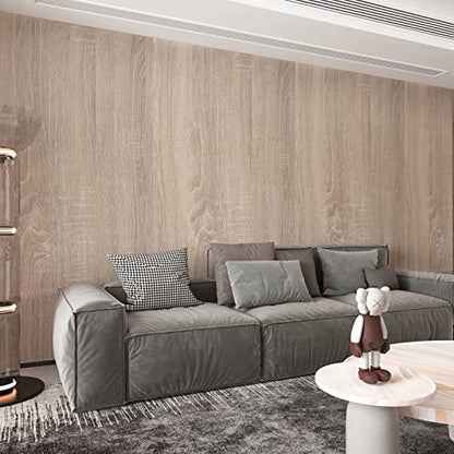 Boobest 354x24 Inch Light Wood Wallpaper Peel and Stick Oak Wallpaper Grey - color: Gray, size: 24" x 354"