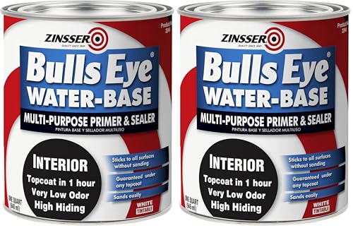 Zinsser 2244 Bulls Eye WB Primer Sealer, Quart, White, 12 Fl Oz (Pack of 2) - size: 32 Fl Oz (Pack of 2)