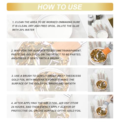 Gold Leaf Kit, Gold Leaf Sheets for Art Gilding Adhiseve Set