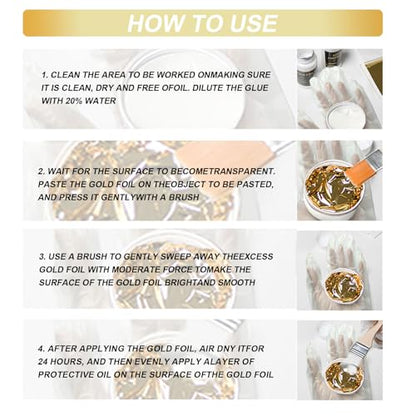 Gold Leaf Kit, Gold Leaf Sheets for Art Gilding Adhiseve Set