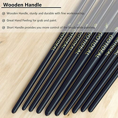 GOTIDEAL Paint Brushes, Acrylic Paint Brushes, 10 Pcs Round Pointed Tip