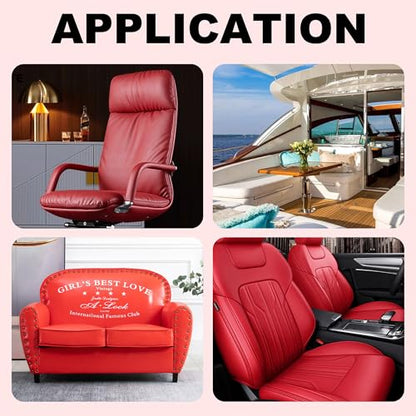 Faux Leather, Marine Vinyl PVC Leather for DIY Upholstery, Sofa Car Boat Seat Repair, Waterproof & Easy to Clean, Red (1 Yd 55x36 Inch) - color: Red, size: 1Yd (55x36inch)