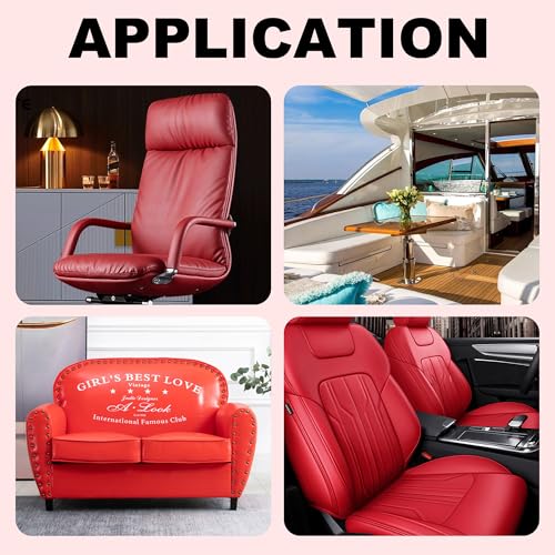 Faux Leather, Marine Vinyl PVC Leather for DIY Upholstery, Sofa Car Boat Seat Repair, Waterproof & Easy to Clean, Red (1 FT 55x12 Inch) - color: Red, size: 1Ft (55x12inch)