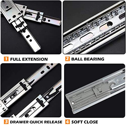 Gobrico 10 Pairs 20-Inch Rear/Side Mount Soft Close Drawer Slides with Brackets, Full Extension 3-Fold Drawer Glides, Ball Bearing Heavy Duty Cabinet Dresser Slides and Glides - size: 20 Inch
