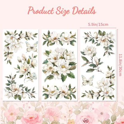 Peacoblue Magnolia Corner Rub On Transfers for Furniture Craft 6"x12" - style: Magnolia Corner