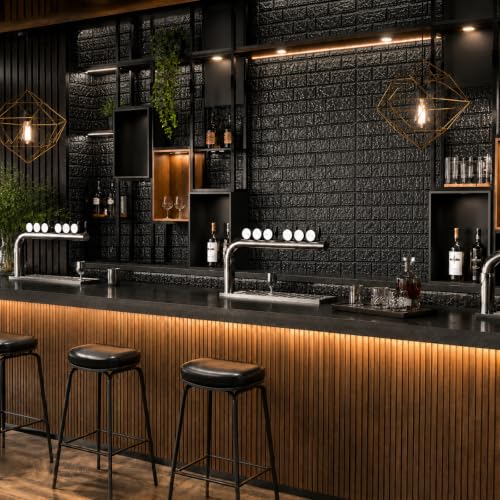 3D Wall Panels Peel and Stick Faux Foam Brick Wallpaper Covering - color: Black, size: 40 Pcs